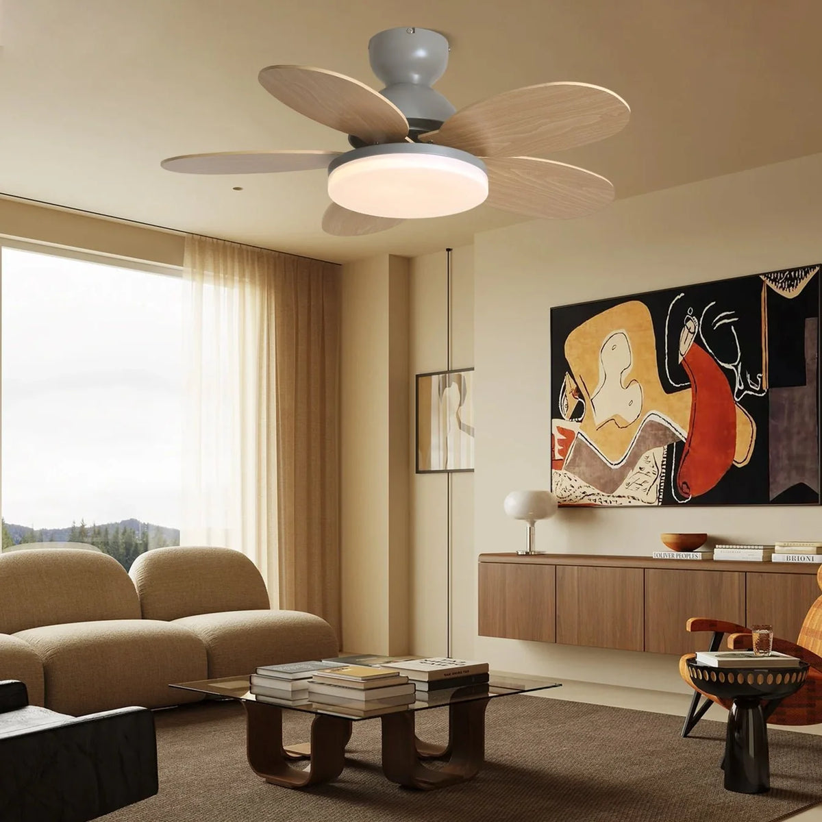Ceiling Fan LED Light & Remote Quiet Reversible Motor