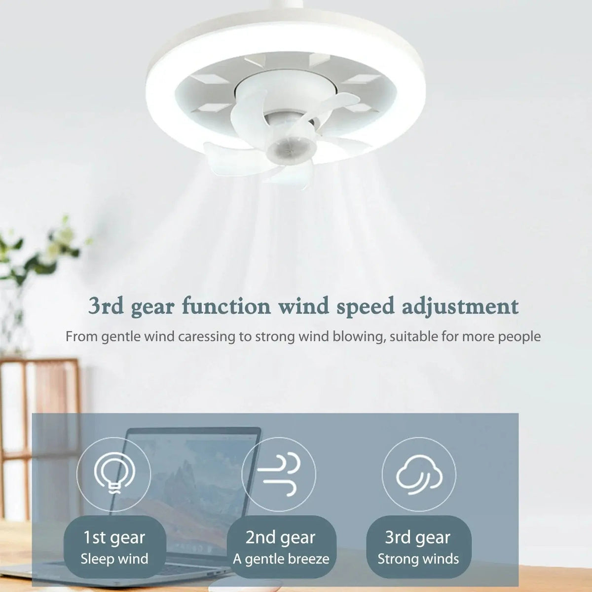 Ceiling Fan LED Remote Control & Whisper-Quiet Motor