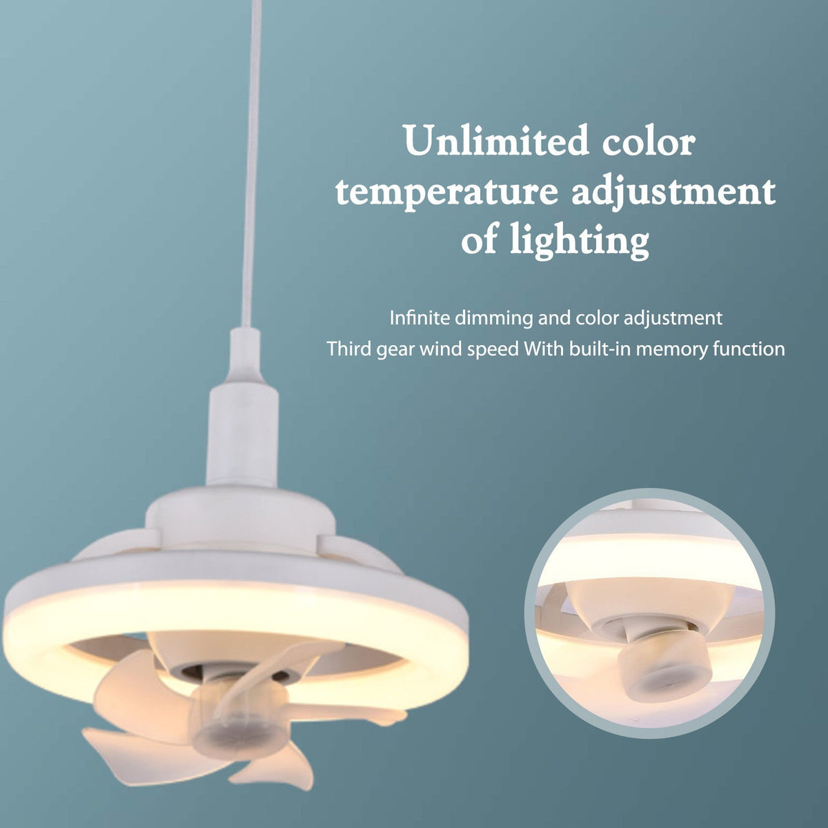 Ceiling Fan Lamp 360° Airflow Integrated LED Remote Control