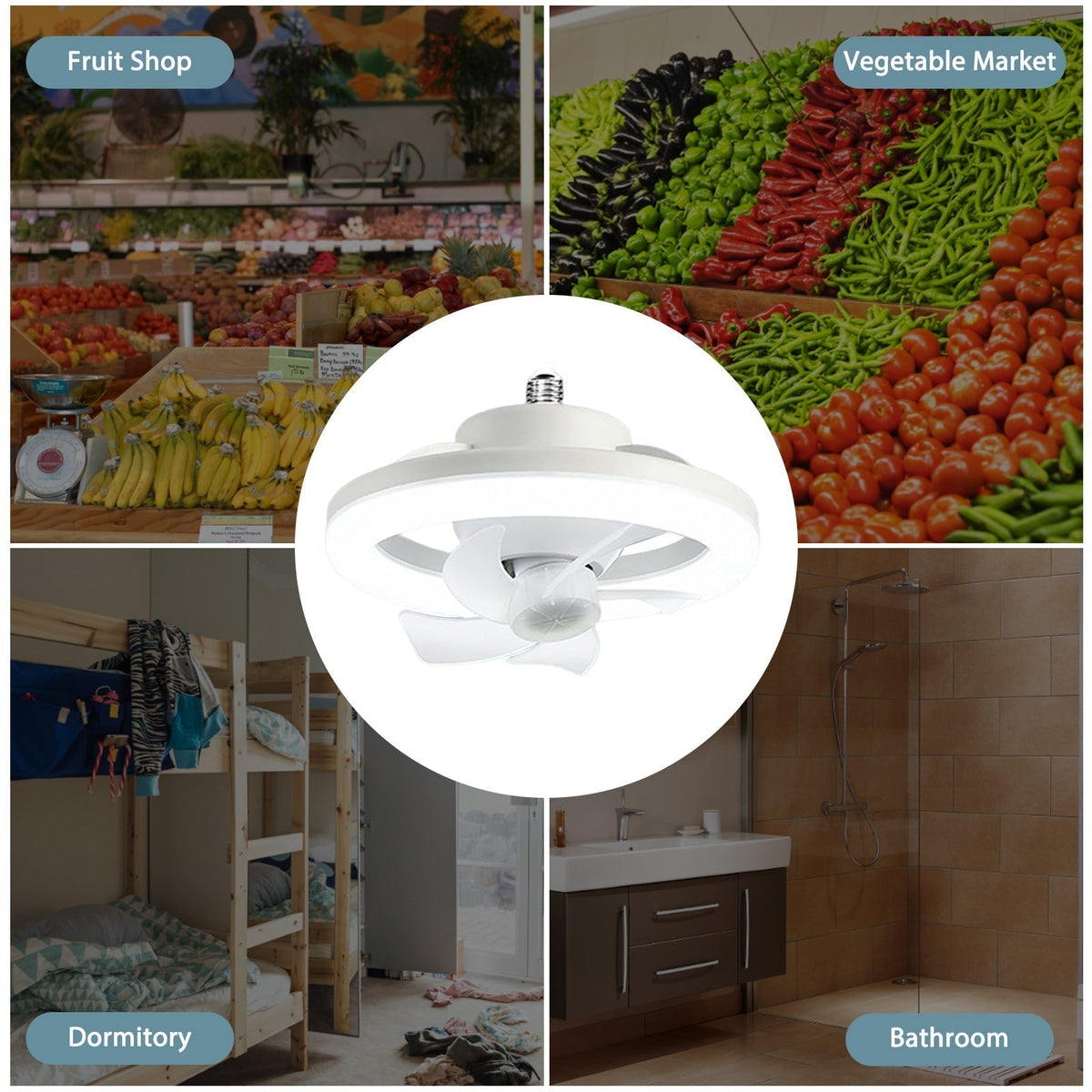 Ceiling Fan Lamp 360° Airflow Integrated LED Remote Control