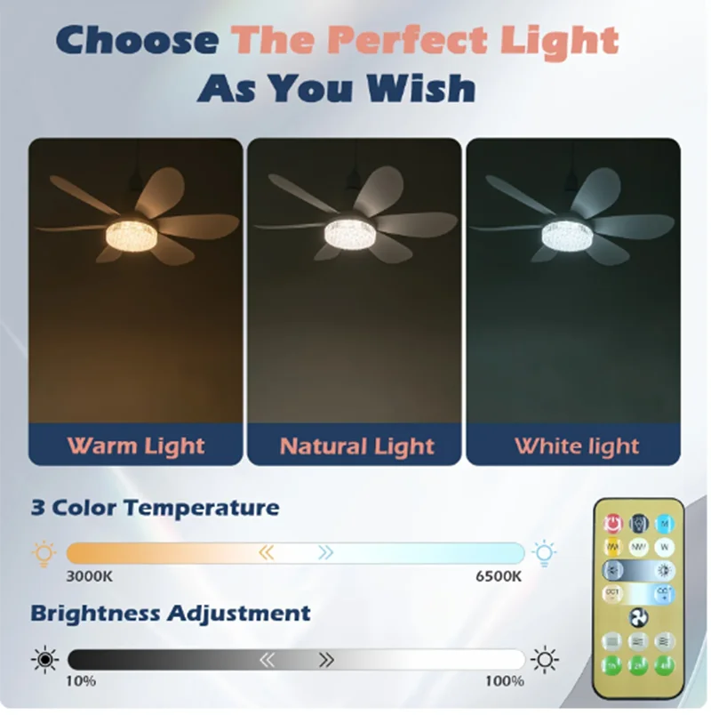 Ceiling Fan Lamp Remote Control & Quiet Motor