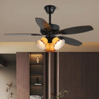 Ceiling Fan Light Remote Control 6-Speed Wood Blades