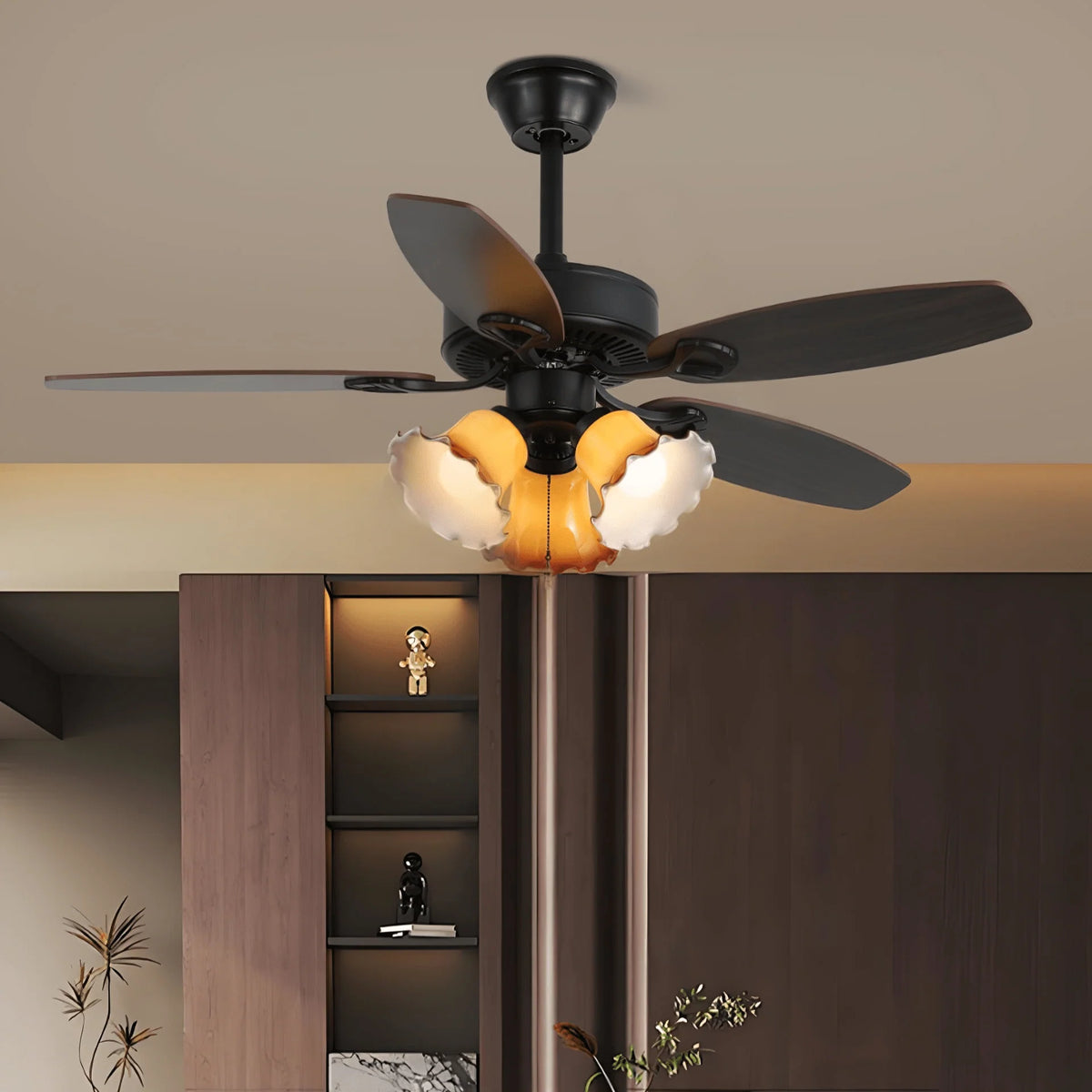 Ceiling Fan Light Remote Control 6-Speed Wood Blades