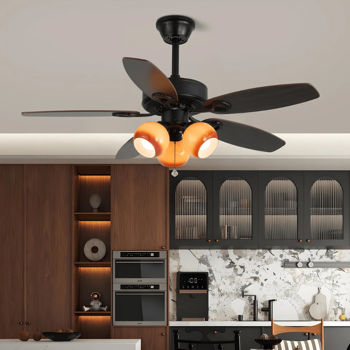 Ceiling Fan Light Remote Control 6-Speed Wood Blades