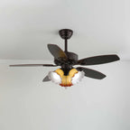 Ceiling Fan Light Remote Control 6-Speed Wood Blades