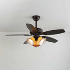 Ceiling Fan Light Remote Control 6-Speed Wood Blades