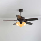 Ceiling Fan Light Remote Control 6-Speed Wood Blades