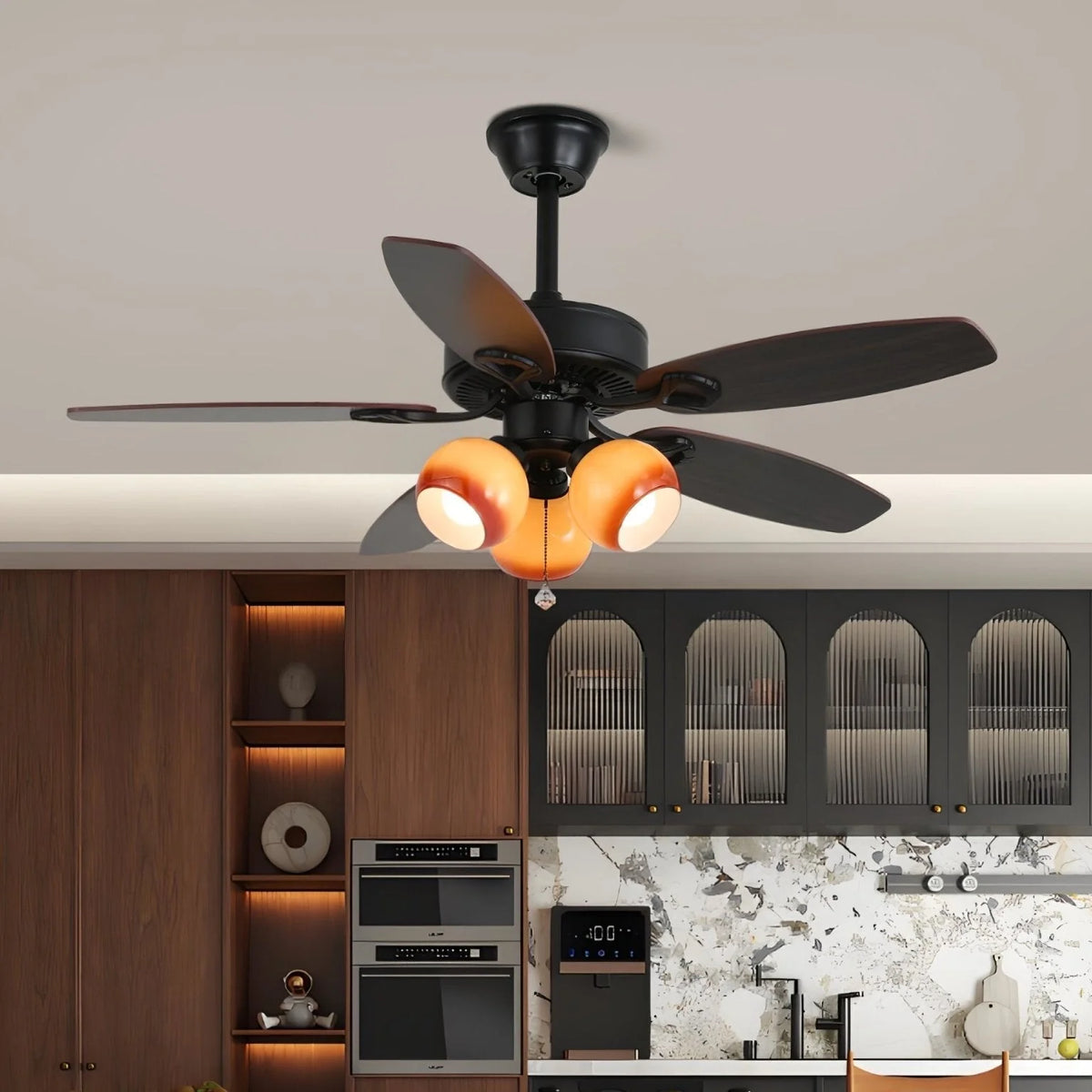 Ceiling Fan Light Remote Control 6-Speed Wood Blades