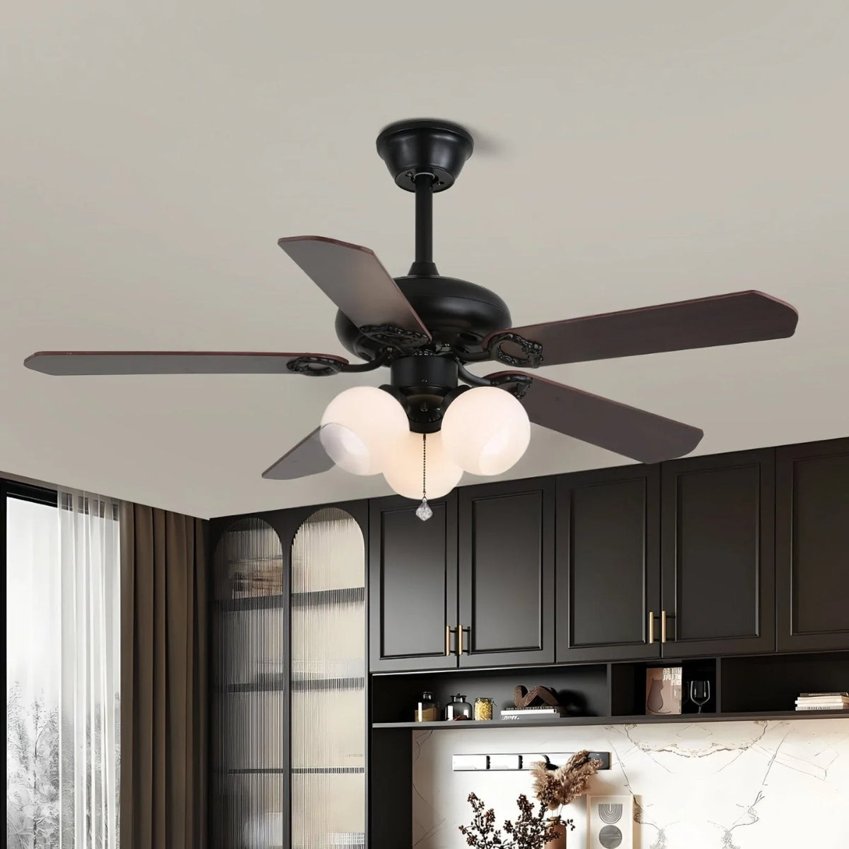 Ceiling Fan Light Remote Control 6-Speed Wood Blades