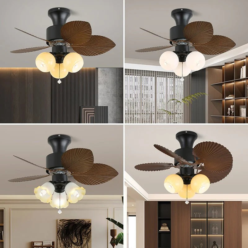 Ceiling Fan Light Remote Control 6 Speeds Tropical Shade