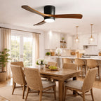 Ceiling Fan Light Walnut Wood Blades LED & Remote
