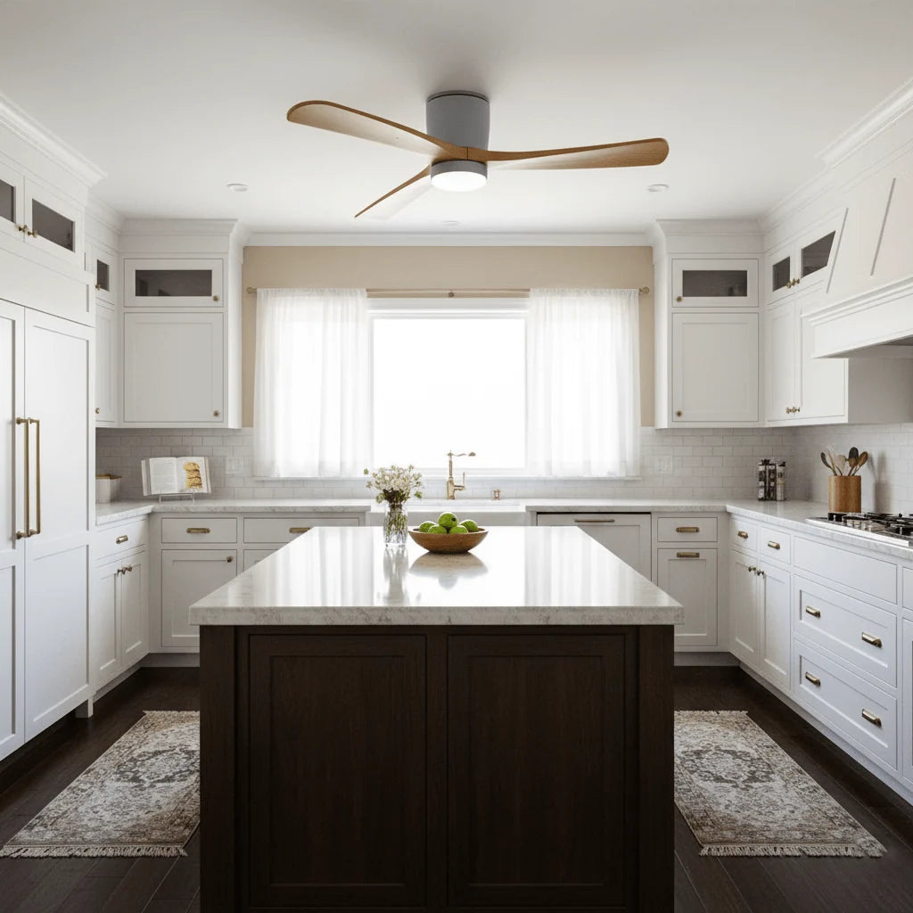 Ceiling Fan Light Walnut Wood Blades LED & Remote