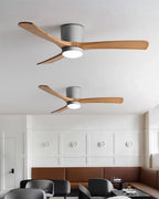 Ceiling Fan Light Walnut Wood Blades LED & Remote