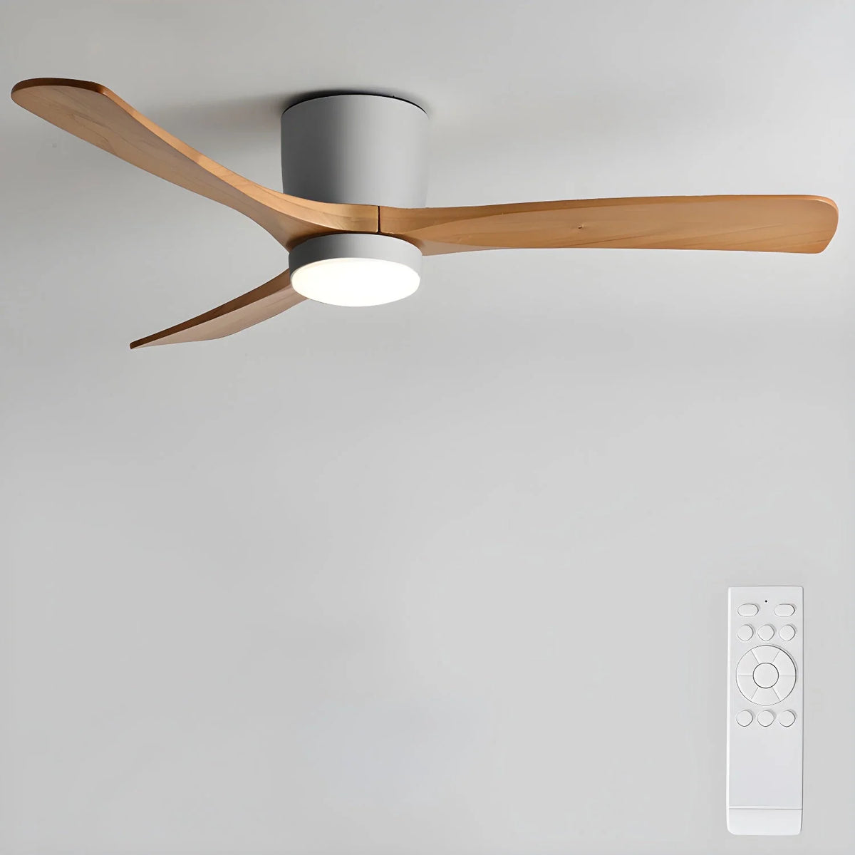 Ceiling Fan Light Walnut Wood Blades LED & Remote