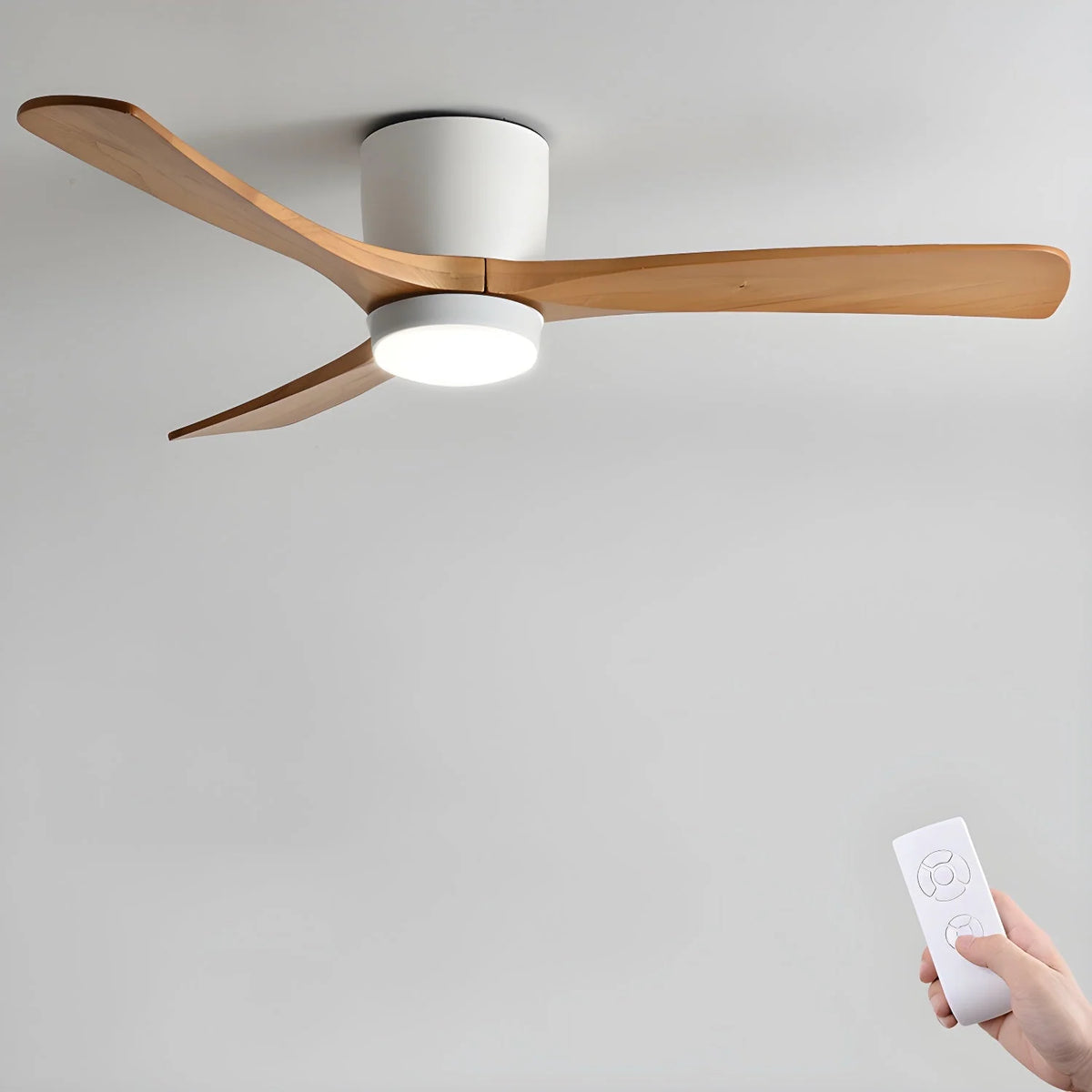 Ceiling Fan Light Walnut Wood Blades LED & Remote