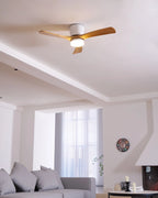 Ceiling Fan Light Walnut Wood Blades LED & Remote
