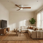 Ceiling Fan Light Walnut Wood Blades LED & Remote
