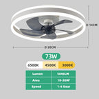 Ceiling Fan Light Whisper-Quiet Motor Dimmable LED Remote Control