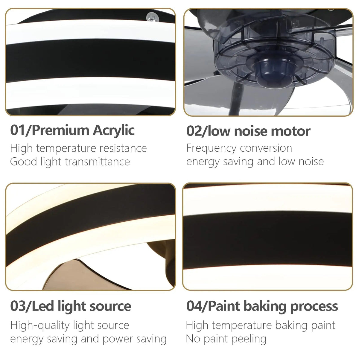 Ceiling Fan Light Whisper-Quiet Motor Dimmable LED Remote Control