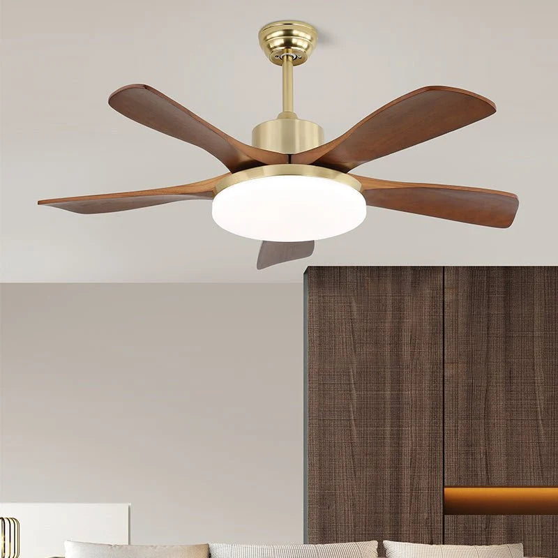 Ceiling Fan Light Wood Blades Integrated LED & Remote