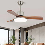 Ceiling Fan Light Wood Blades Integrated LED & Remote