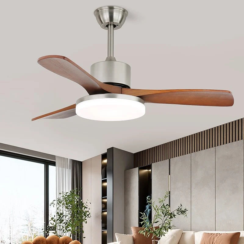 Ceiling Fan Light Wood Blades Integrated LED & Remote