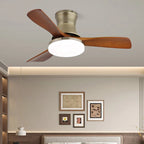 Ceiling Fan Light Wood Blades Integrated LED & Remote