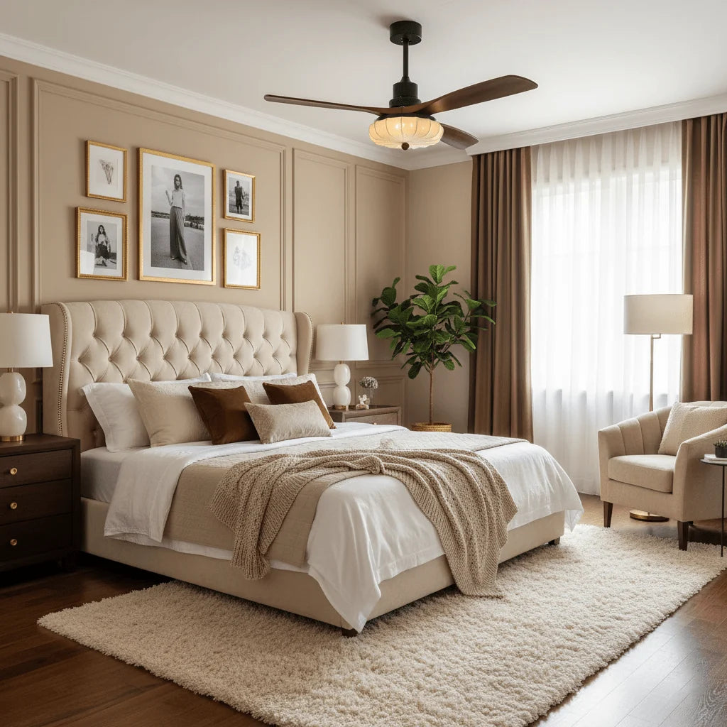 Ceiling Fan Lotus Cotton Shade Quiet DC Motor
