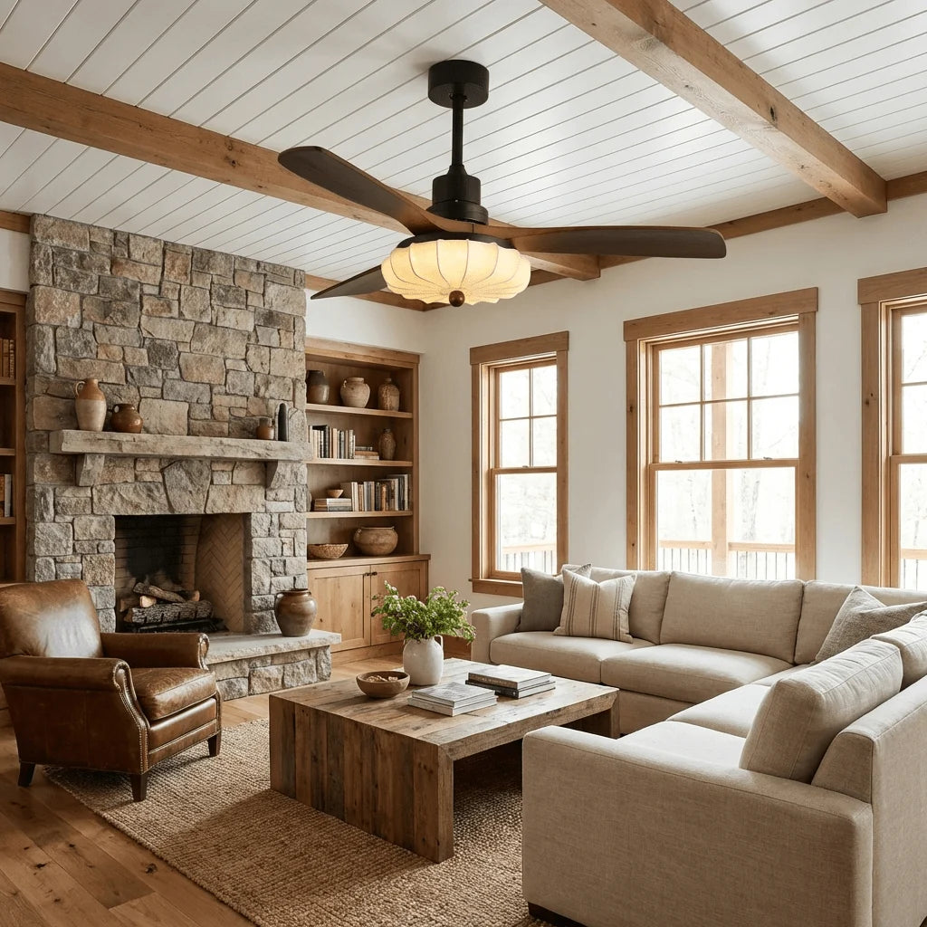 Ceiling Fan Lotus Cotton Shade Quiet DC Motor