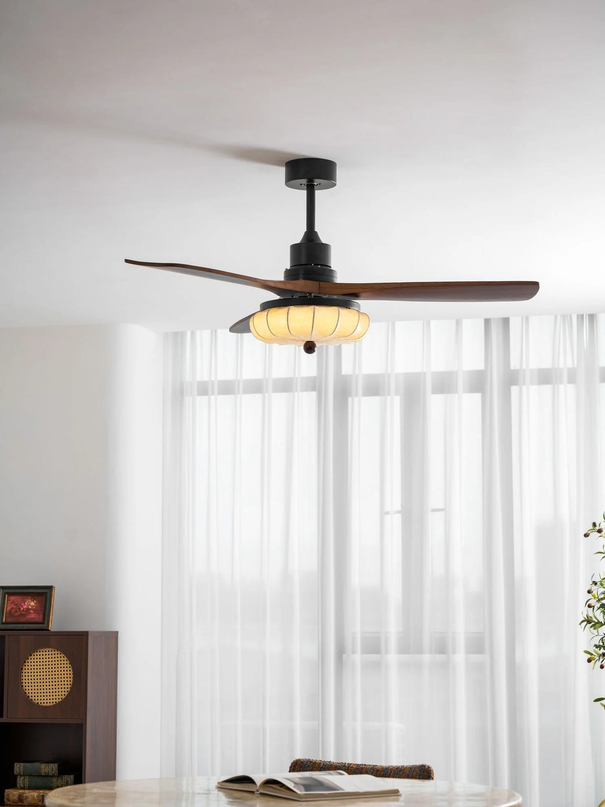 Ceiling Fan Lotus Cotton Shade Quiet DC Motor