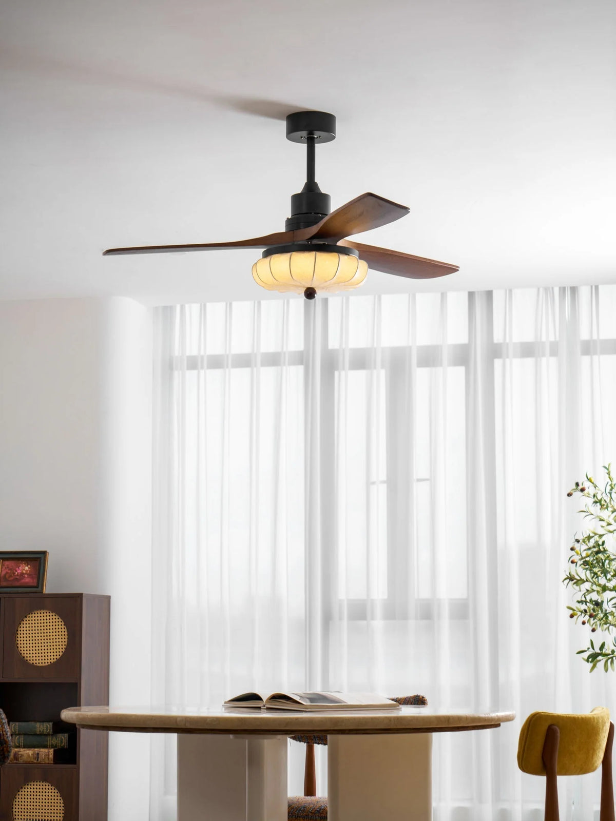 Ceiling Fan Lotus Cotton Shade Quiet DC Motor