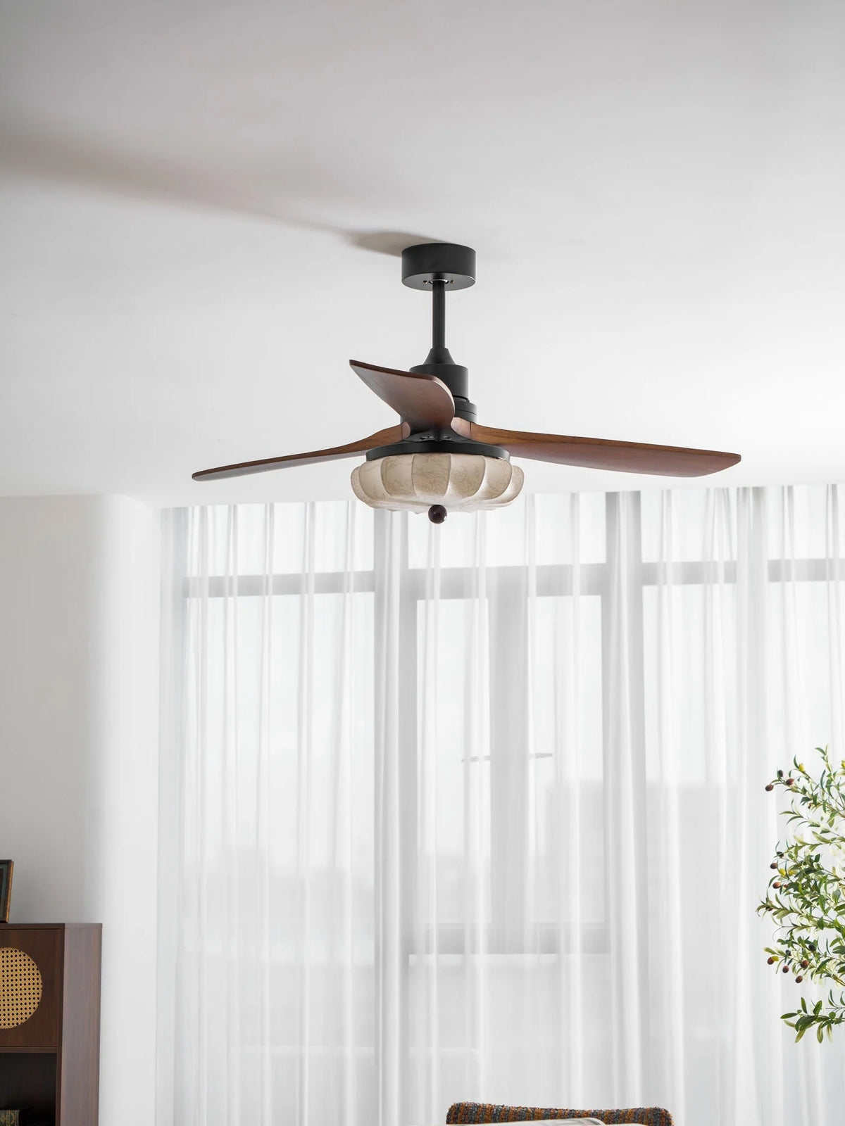 Ceiling Fan Lotus Cotton Shade Quiet DC Motor
