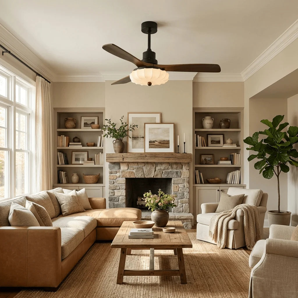 Ceiling Fan Lotus Cotton Shade Quiet DC Motor