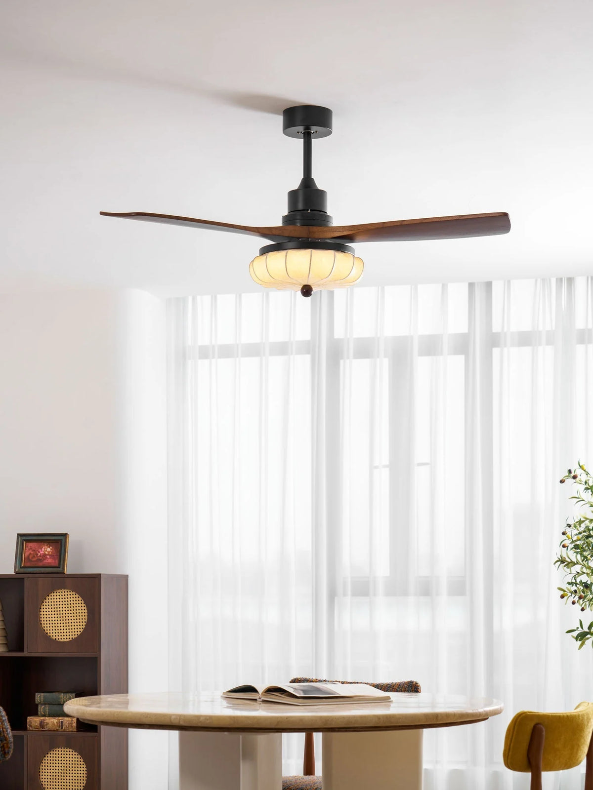 Ceiling Fan Lotus Cotton Shade Quiet DC Motor