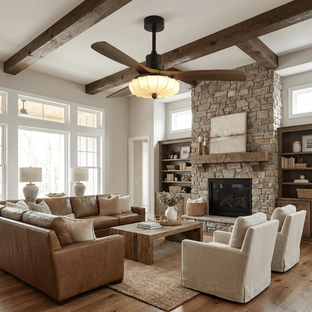 Ceiling Fan Lotus Cotton Shade Quiet DC Motor