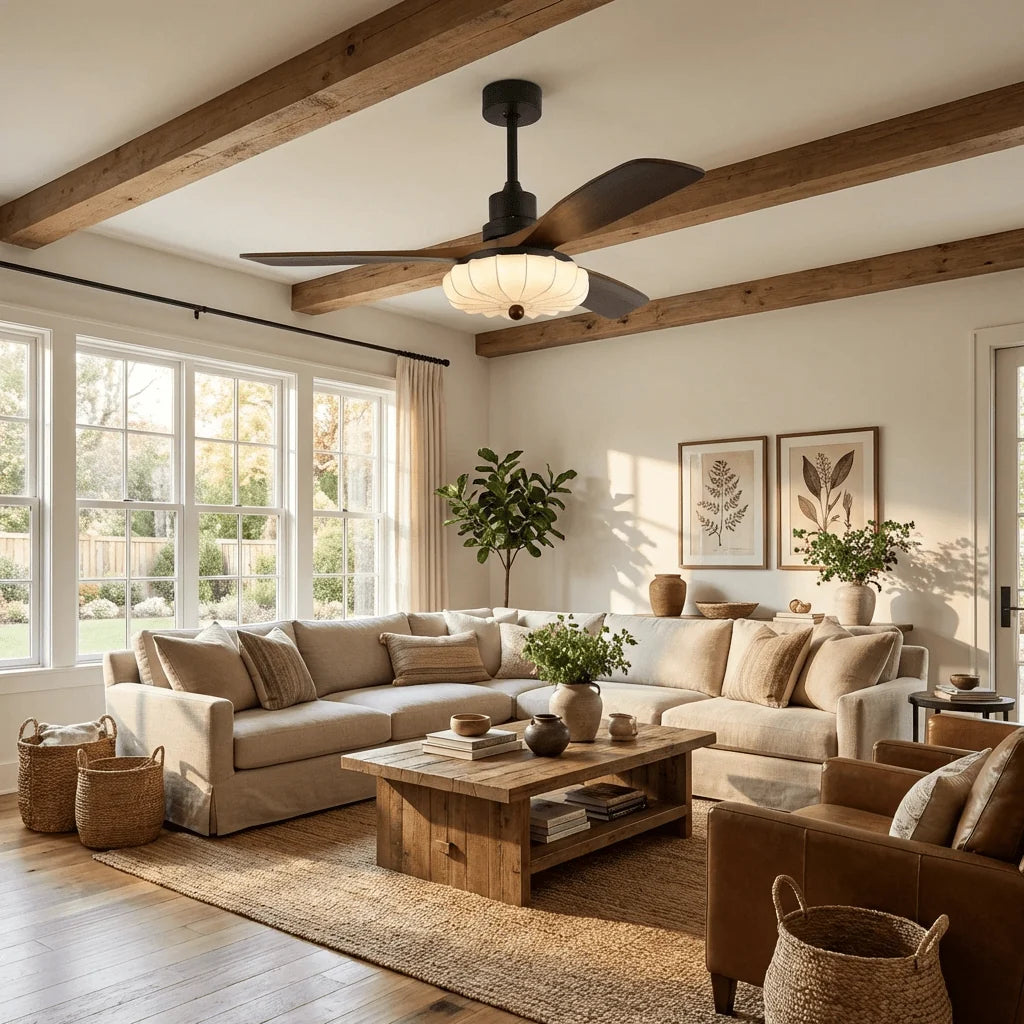 Ceiling Fan Lotus Cotton Shade Quiet DC Motor