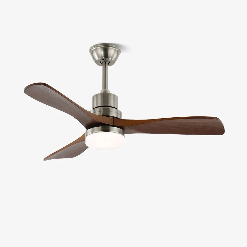 Ceiling Fan Natural Wood Blades Integrated LED 6-Speed Remote