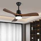 Ceiling Fan Natural Wood Blades Integrated LED 6-Speed Remote