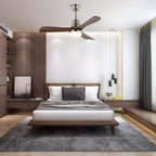 Ceiling Fan Natural Wood Blades Integrated LED 6-Speed Remote