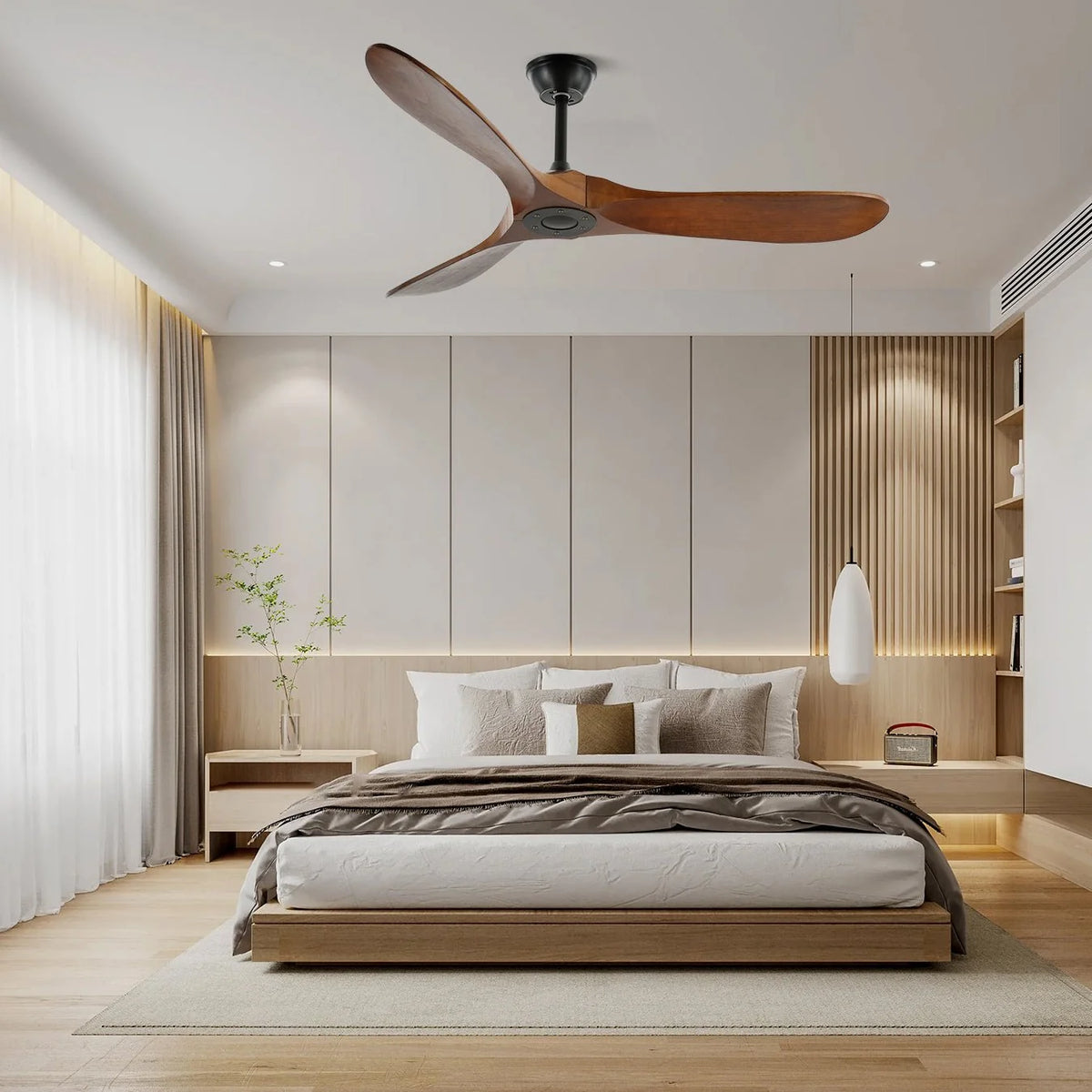 Ceiling Fan Quiet 6-Speed Walnut Blades