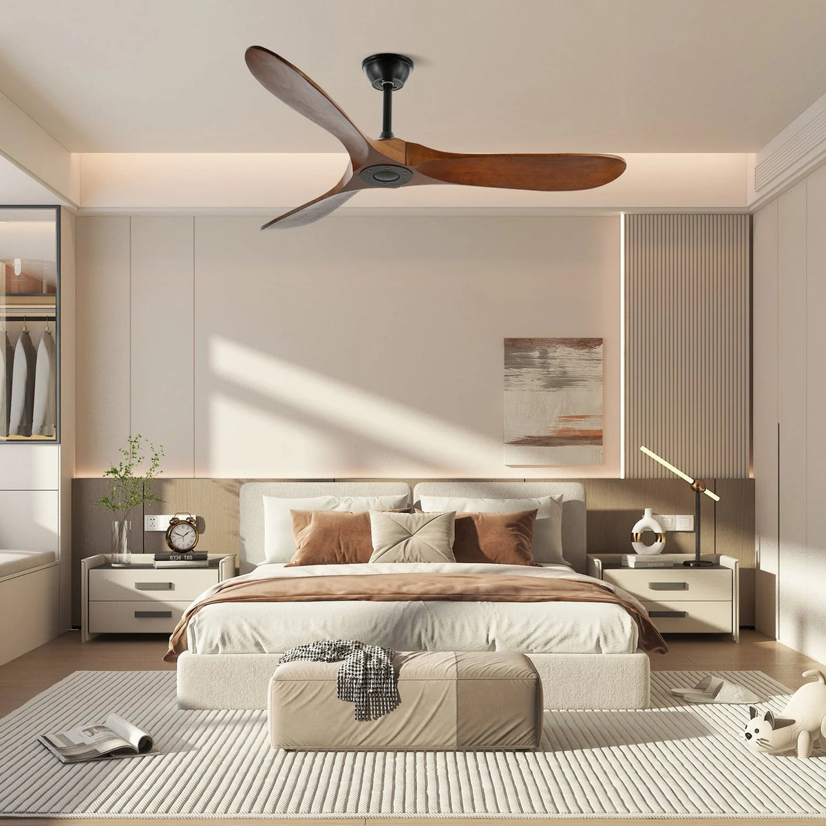 Ceiling Fan Quiet 6-Speed Walnut Blades