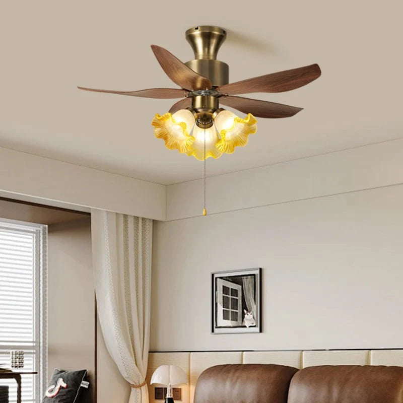Ceiling Fan Quiet DC Motor & Remote Glass Shade