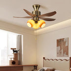 Ceiling Fan Quiet DC Motor & Remote Glass Shade