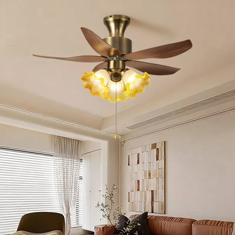 Ceiling Fan Quiet DC Motor & Remote Glass Shade