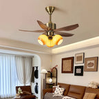 Ceiling Fan Quiet DC Motor & Remote Glass Shade