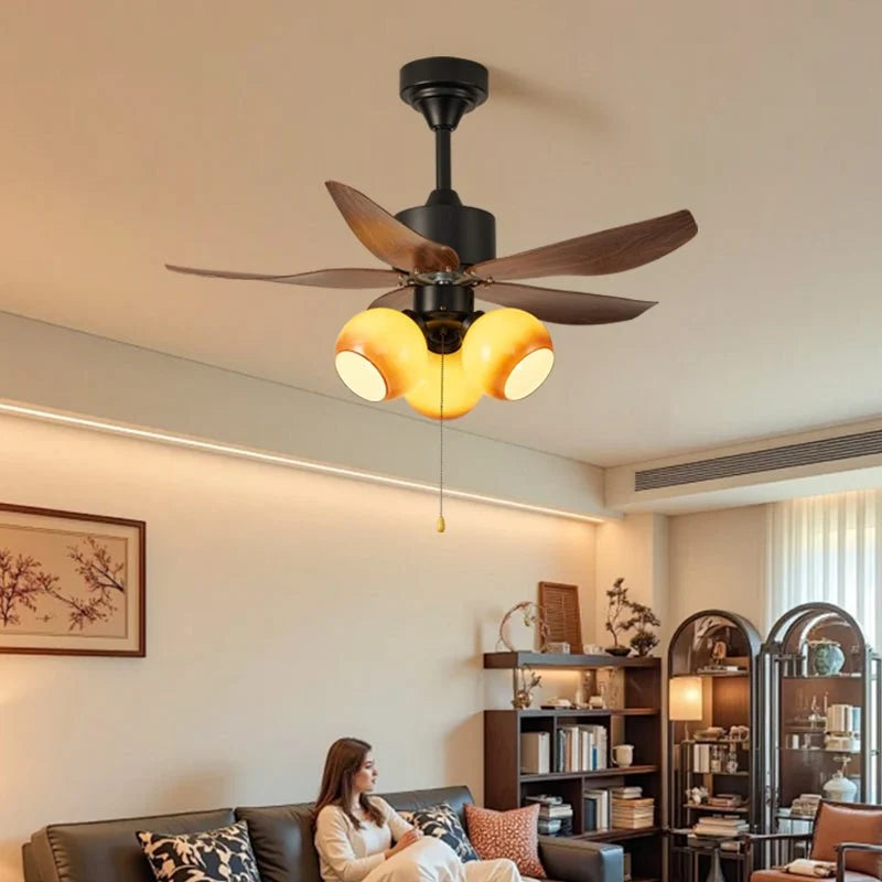 Ceiling Fan Quiet DC Motor & Remote Glass Shade