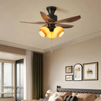Ceiling Fan Quiet DC Motor & Remote Glass Shade