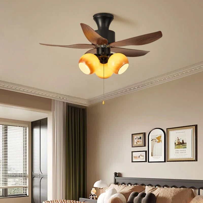 Ceiling Fan Quiet DC Motor & Remote Glass Shade