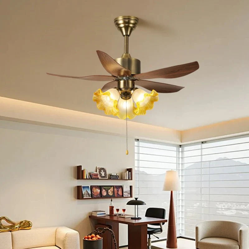 Ceiling Fan Quiet DC Motor & Remote Glass Shade