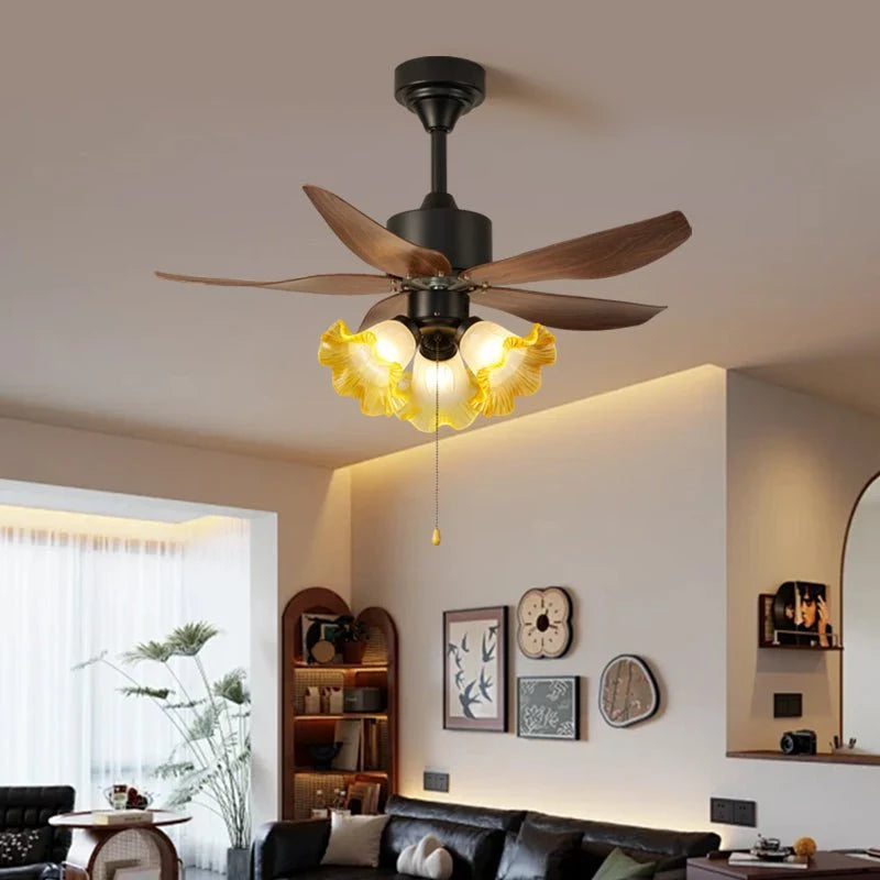 Ceiling Fan Quiet DC Motor & Remote Glass Shade